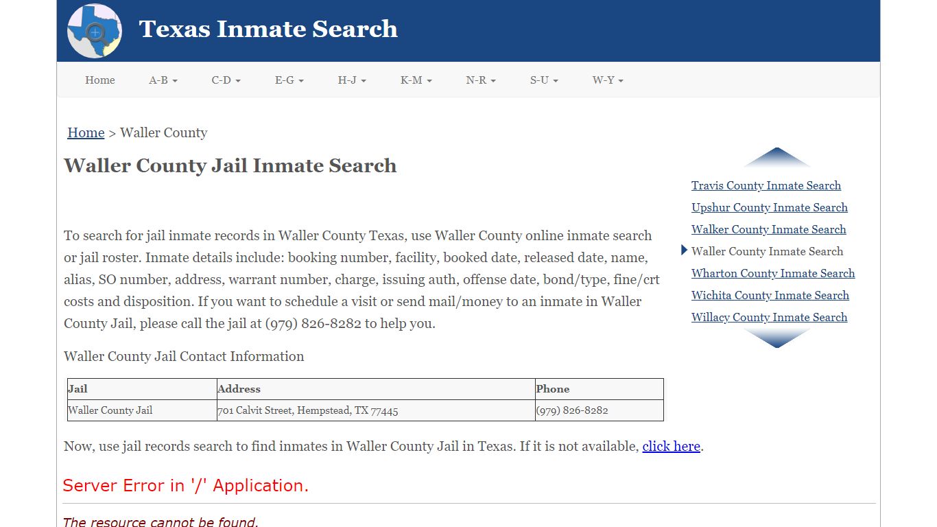 Waller County Jail Inmate Search