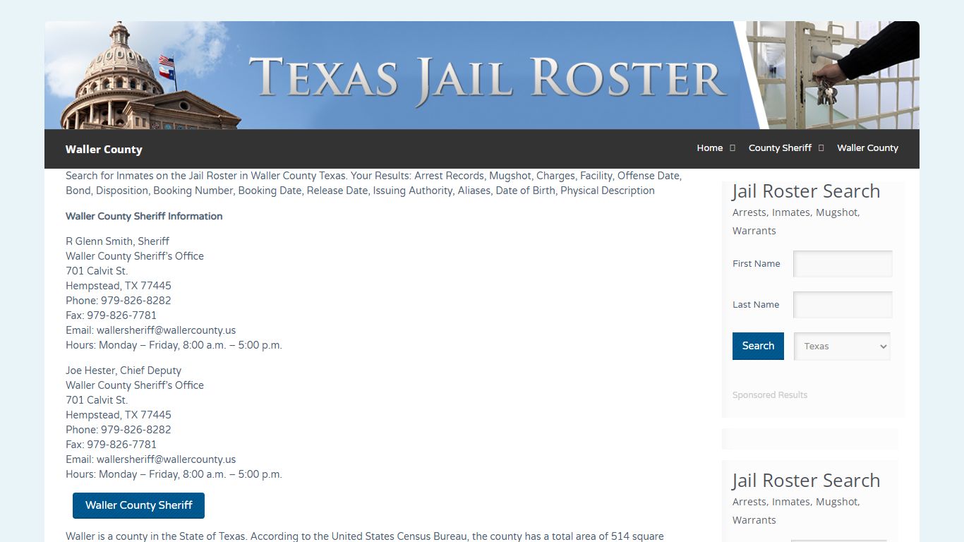 Waller County | Jail Roster Search