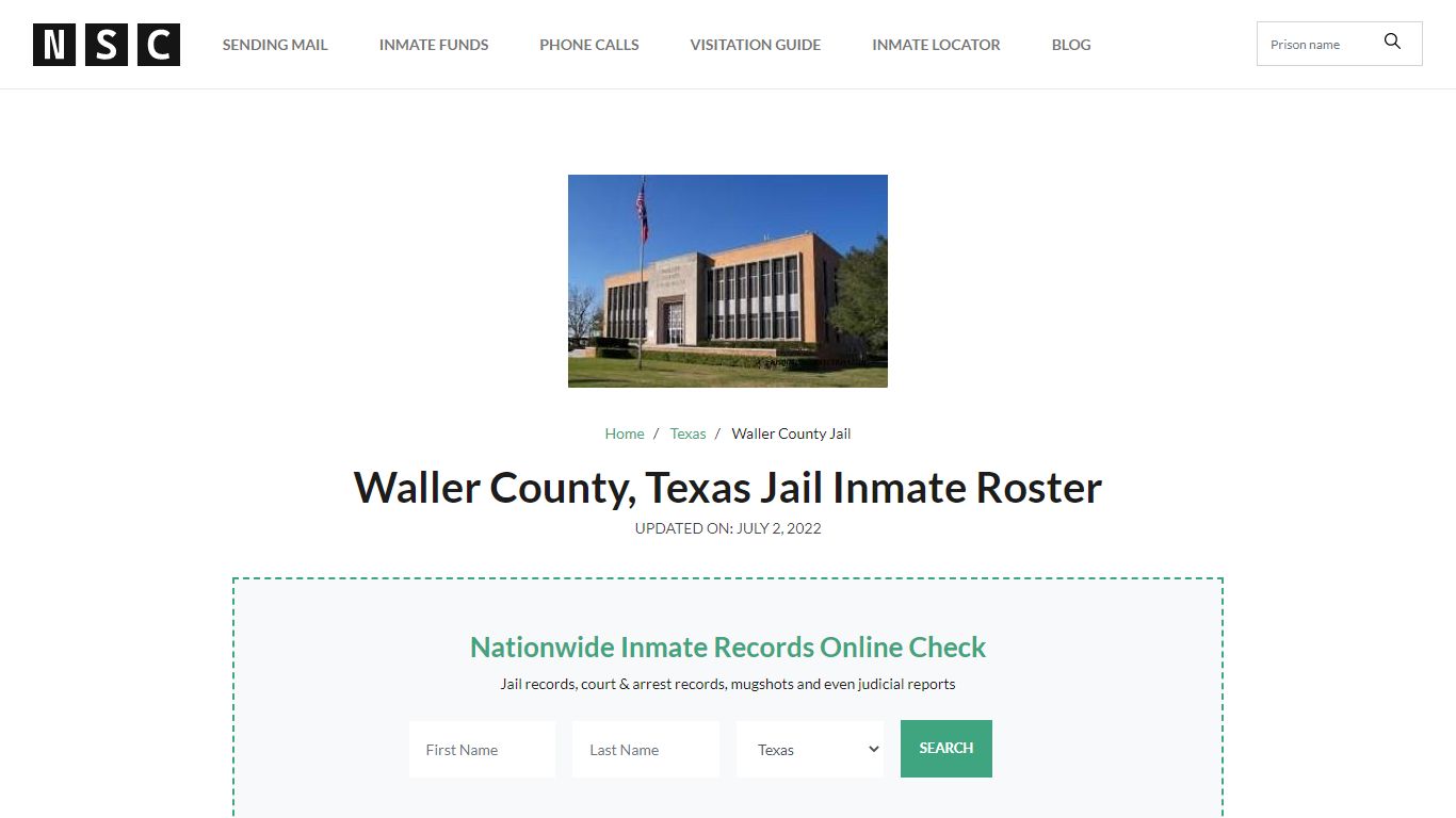 Waller County, Texas Jail Inmate List